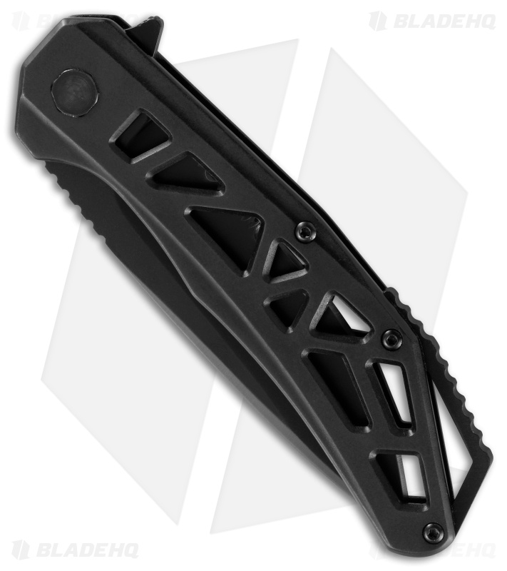 CRKT Gusset Frame Lock Knife Black (3.5" Black Serr) K330KKS Blade HQ