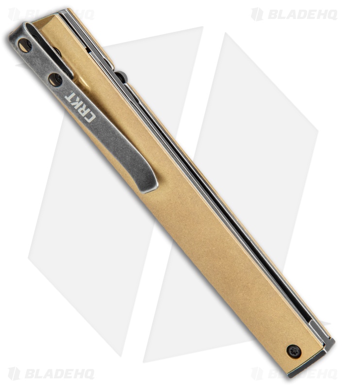 CRKT CEO Liner Lock Blade HQ Exclusive Knife Brass (3.11" Black Stonewash D2)