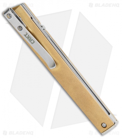 CRKT CEO Liner Lock Blade HQ Exclusive Knife Brass (3.1" Stonewash D2)
