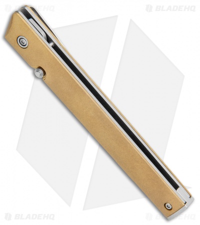 CRKT CEO Liner Lock Blade HQ Exclusive Knife Brass (3.1" Stonewash D2)