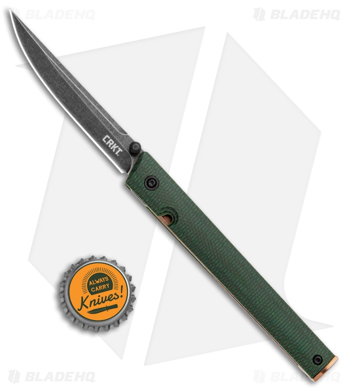 CRKT CEO Liner Lock Knife Green Micarta (3.1" Smokewash D2) BHQ Exclusive