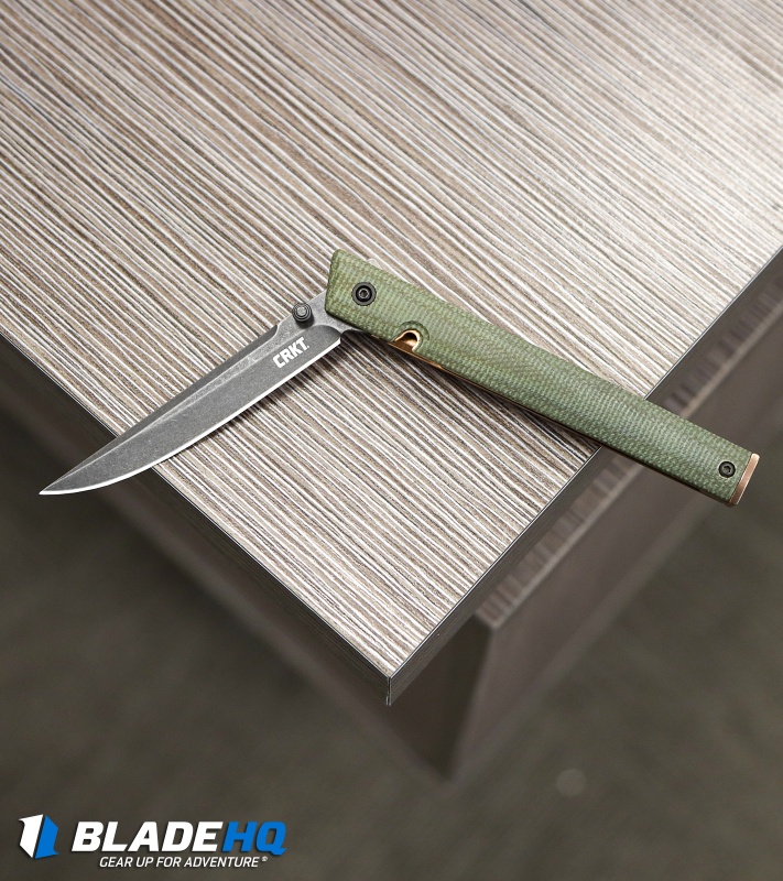 CRKT CEO Liner Lock Knife Green Micarta (3.1" Smokewash D2) BHQ Exclusive
