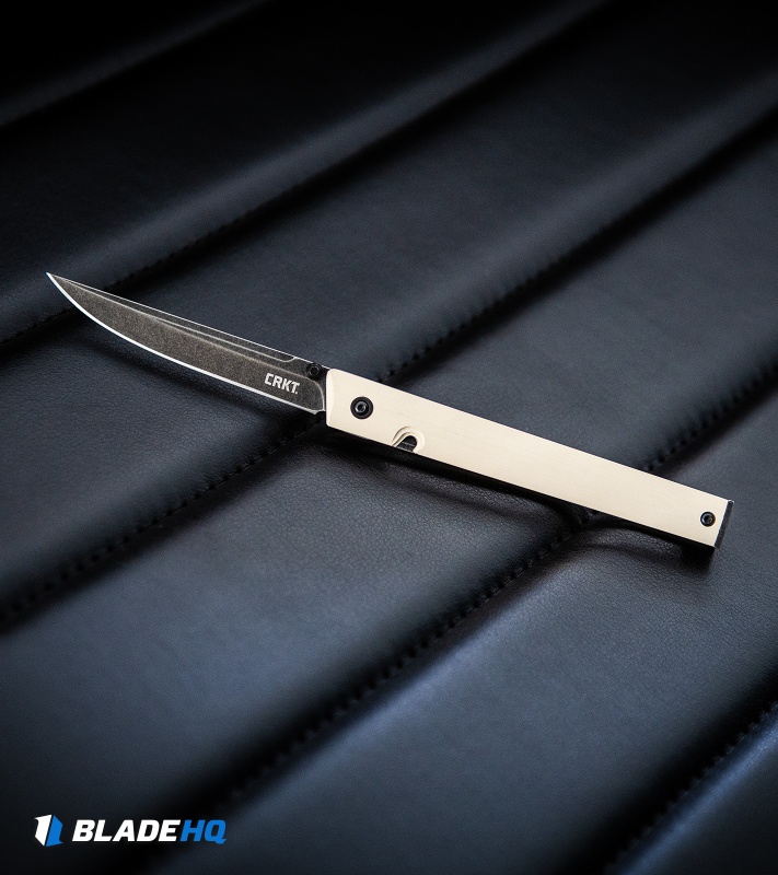 CRKT CEO Liner Lock Knife White Micarta (3.1" Smokewash D2) BHQ Exclusive