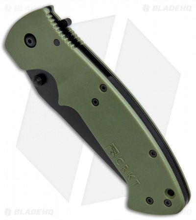 CRKT Crawford Kasper Liner Lock Knife OD Green Zytel (3.75" Black Serr) 6783KOD