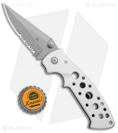 CRKT Crawford Kasper Professional Liner Lock Knife Silver (3.75" Gray Serr) 7728