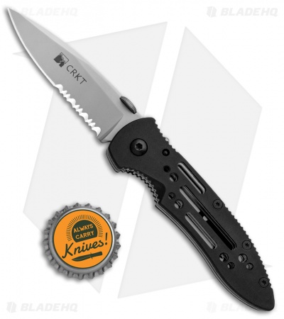 CRKT Crawford Point Guard Liner Lock Knife (3.5" Bead Blast Serr) 6762