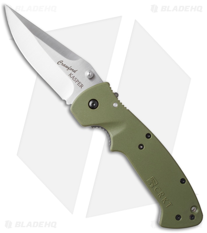 CRKT Crawford Kasper Liner Lock Knife OD Green Zytel (3.75