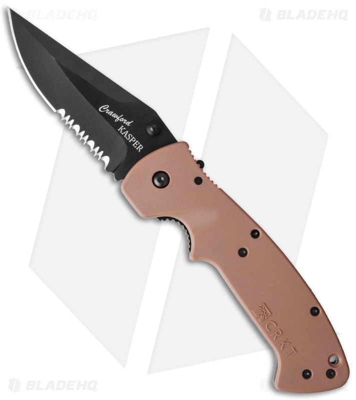 CRKT Crawford Kasper Liner Lock Tan (Black Serr) - Blade HQ