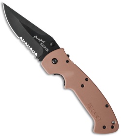 CRKT Crawford Kasper Liner Lock Knife Tan Zytel (3.75" Black Serr) 6783DB