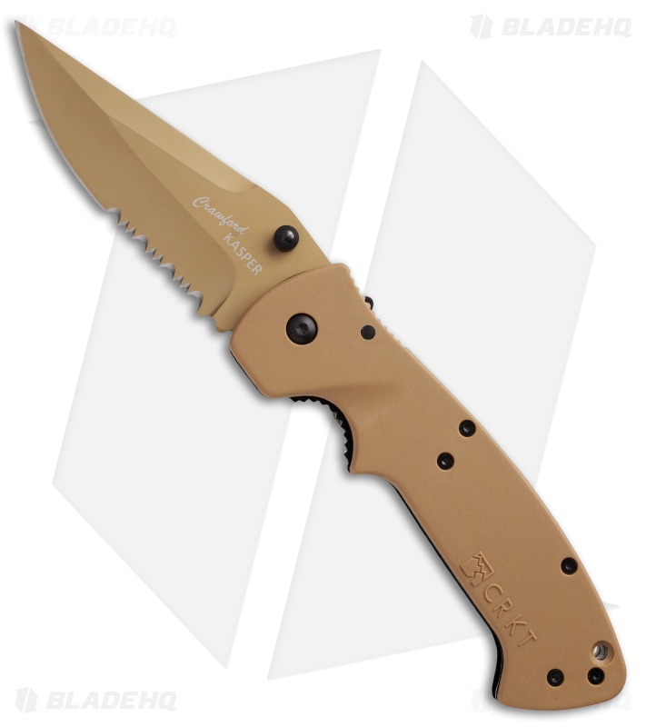 CRKT Crawford Kasper Liner Lock Tan Zytel (Serr) - Blade HQ