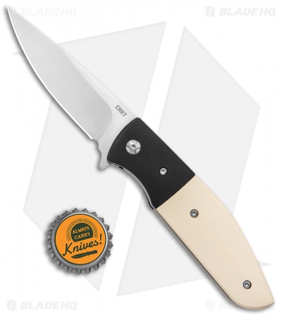 CRKT Curfew Spring Assisted Knife White Fiber/Black Aluminum (3.1" Satin)