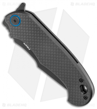 CRKT PSD Liner Lock Spring Assisted Knife Black G-10 / CF (3.6" Black Serr)