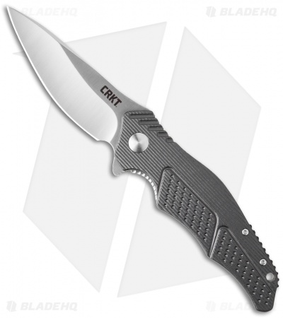 CRKT Ken Onion Outrage Liner Lock Knife Gray Aluminum (3.25