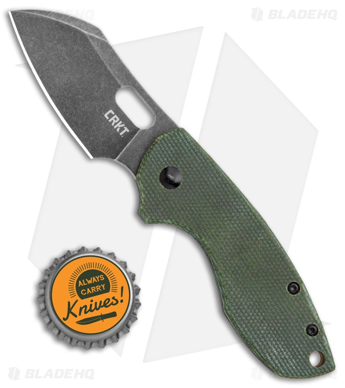 CRKT Pilar Exclusive Frame Lock Knife Green Micarta (2.4" Smokewash D2)