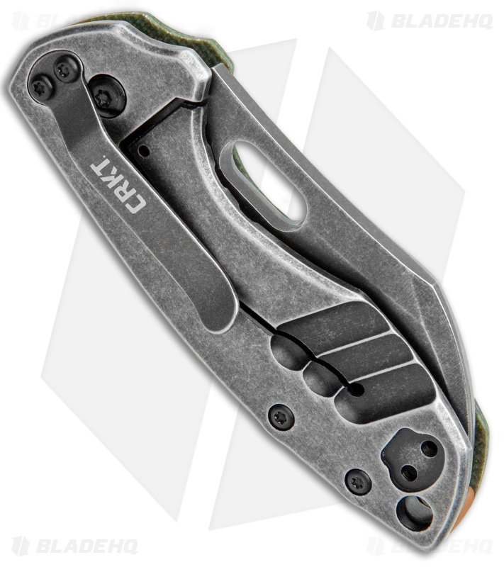 CRKT Pilar Exclusive Frame Lock Knife Green Micarta (2.4" Smokewash D2)