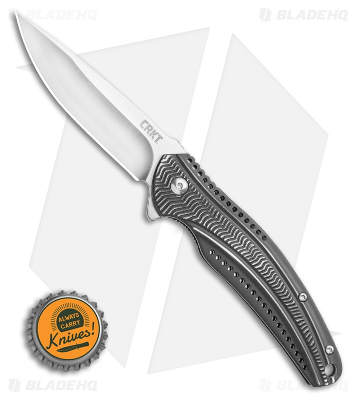 CRKT Ripple Liner Lock Knife Black Aluminum (3.125