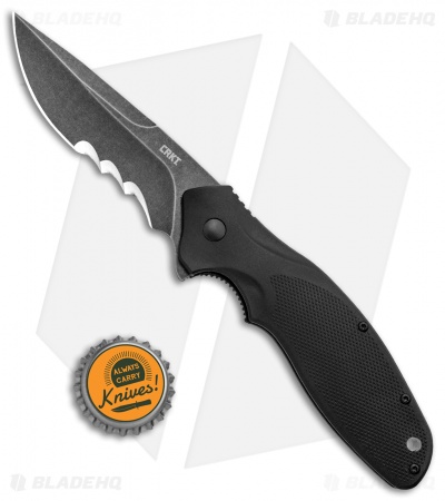 CRKT Shenanigan Spring Assist Knife Black/Veff Serration (3.4" Black SW) K800KKP