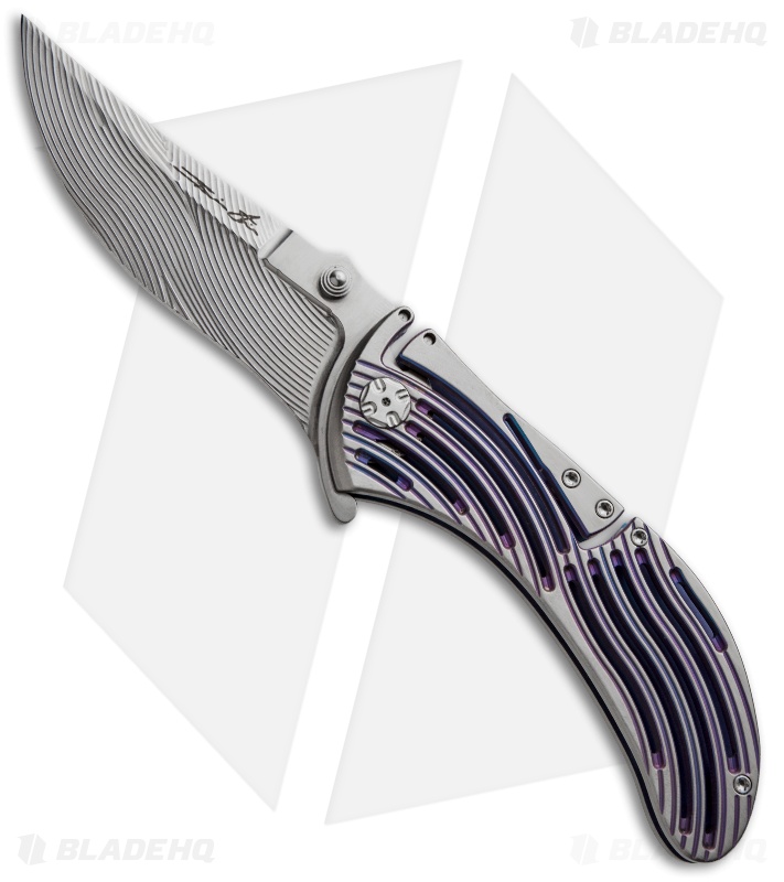 Brian Tighe Custom Medium Tighe Rod Folding Knife Gray/Blue Ti (3.5" Satin)