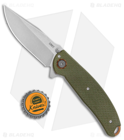 CRKT Burnley Butte Deadbolt Lock Assisted Flipper Knife Green G-10 (3.3" SW)