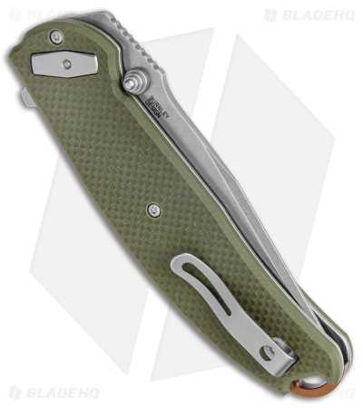 CRKT Burnley Butte Deadbolt Lock Assisted Flipper Knife Green G-10 (3.3" SW)