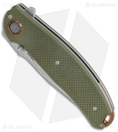 CRKT Burnley Butte Deadbolt Lock Assisted Flipper Knife Green G-10 (3.3" SW)