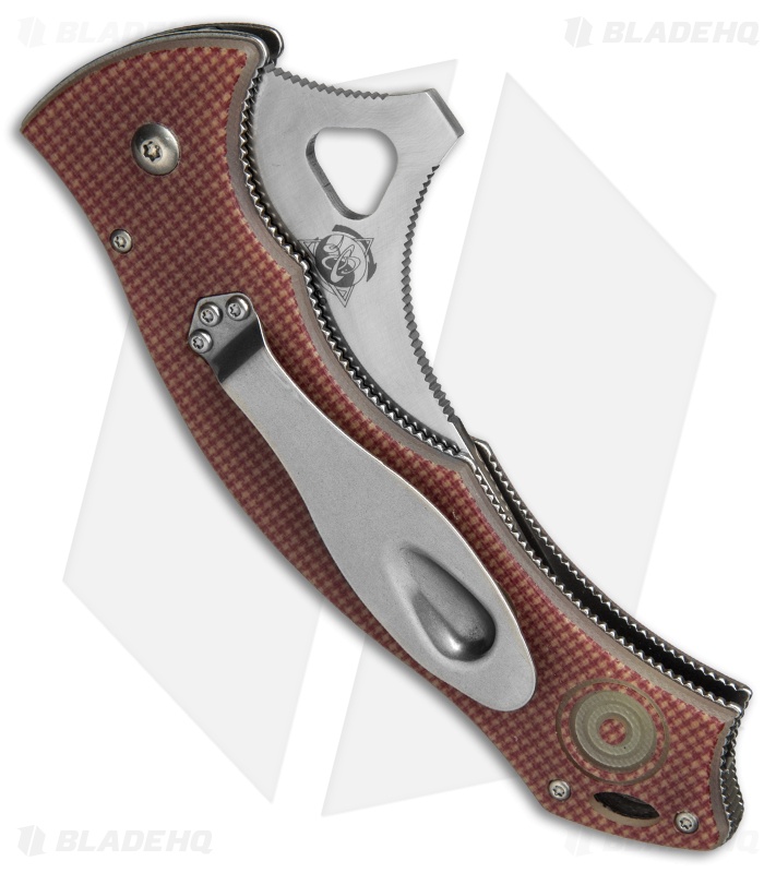  CSSD/SC Bram Frank Magnum Bowie Folding Knife Red Checkered G-10 (3.75" Satin)