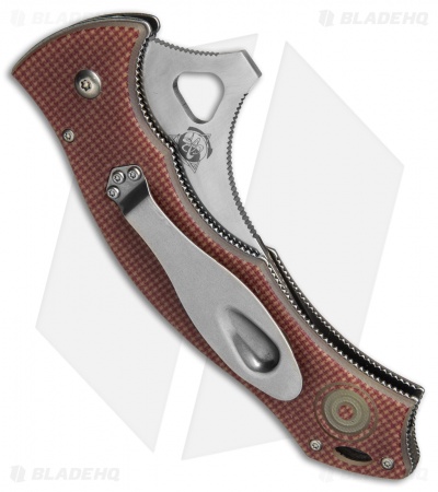  CSSD/SC Bram Frank Magnum Bowie Folding Knife Red Checkered G-10 (3.75" Satin)