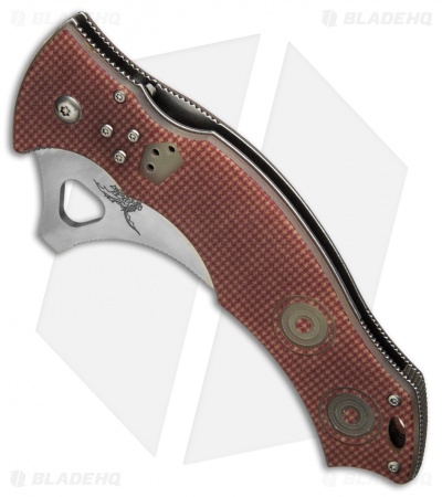  CSSD/SC Bram Frank Magnum Bowie Folding Knife Red Checkered G-10 (3.75" Satin)