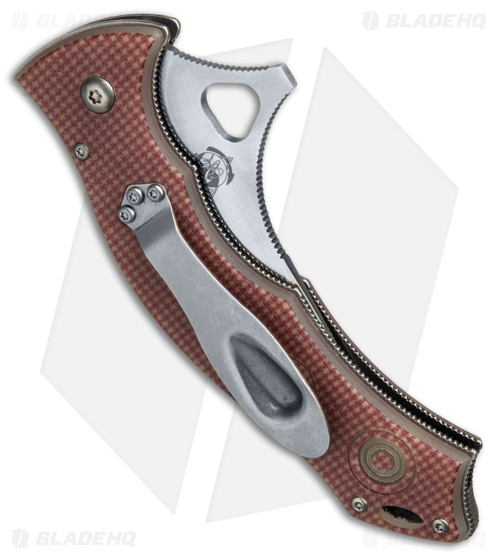 CSSD/SC Bram Frank Standard Bowie Folding Knife Red Checkered G-10 (3.1" Satin)