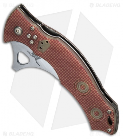 CSSD/SC Bram Frank Standard Bowie Folding Knife Red Checkered G-10 (3.1" Satin)
