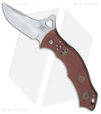 CSSD/SC Bram Frank Standard Bowie Folding Knife Red Checkered G-10 (3.1" Satin)