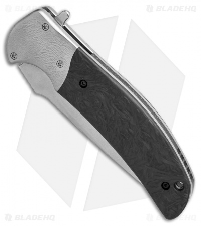 RJ Martin Custom Q-36 Liner Lock Knife Marbled CF/Titanium (3.875" Satin)