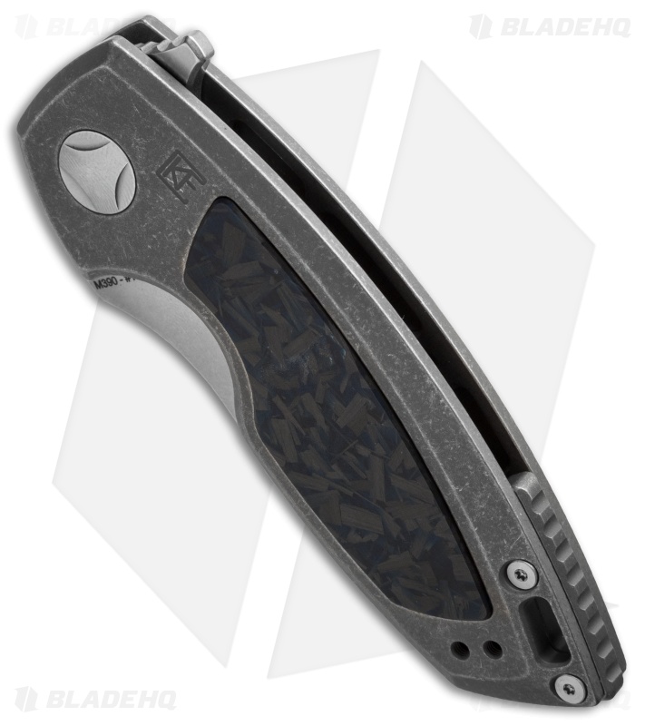 Custom Knife Factory Peace Duke Frame Lock Knife Ti/CF Shred (3" Stonewash)
