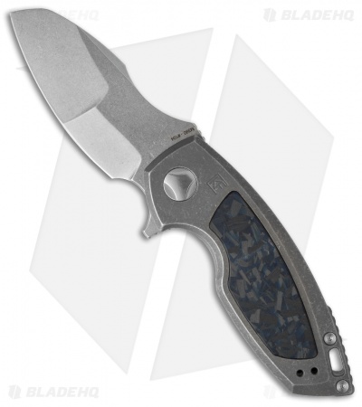 Custom Knife Factory Peace Duke Frame Lock Knife Ti/CF Shred (3" Stonewash)