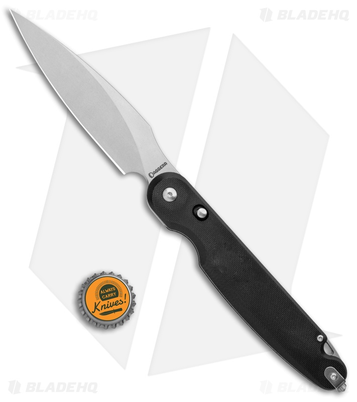 Daggerr Knives Parrot Liner Lock Flipper Knife Black G10 (4.75" Satin) 
