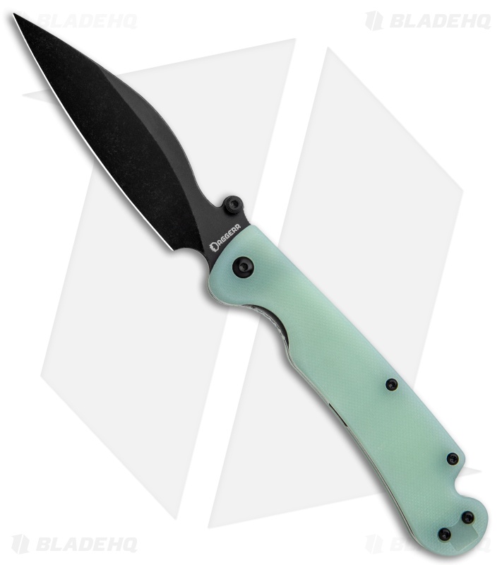 Daggerr Knives Pelican Liner Lock Knife Jade G-10 (4" Black SW D2) 