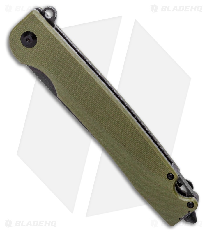 Daggerr Knives Ronin Liner Lock Flipper Knife Green G-10 (3.75" Black SW) 