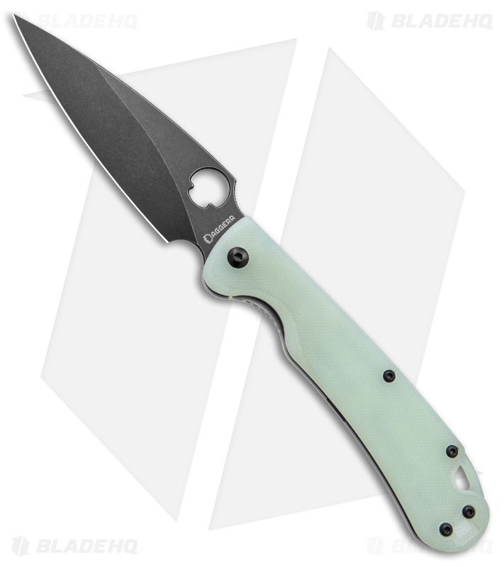 Daggerr Knives Zhalo Liner Lock Knife Jade G-10 (3.9" Black Stonewash D2) 
