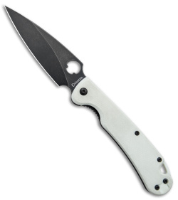 Daggerr Knives Zhalo Liner Lock Knife White G-10 (3.9" Black Stonewash D2)