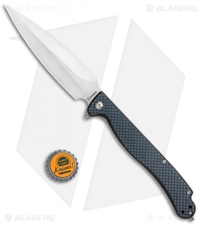 Daggerr Knives Vendetta Frame Lock Knife Carbon Fiber Blue Thread (5" Satin)