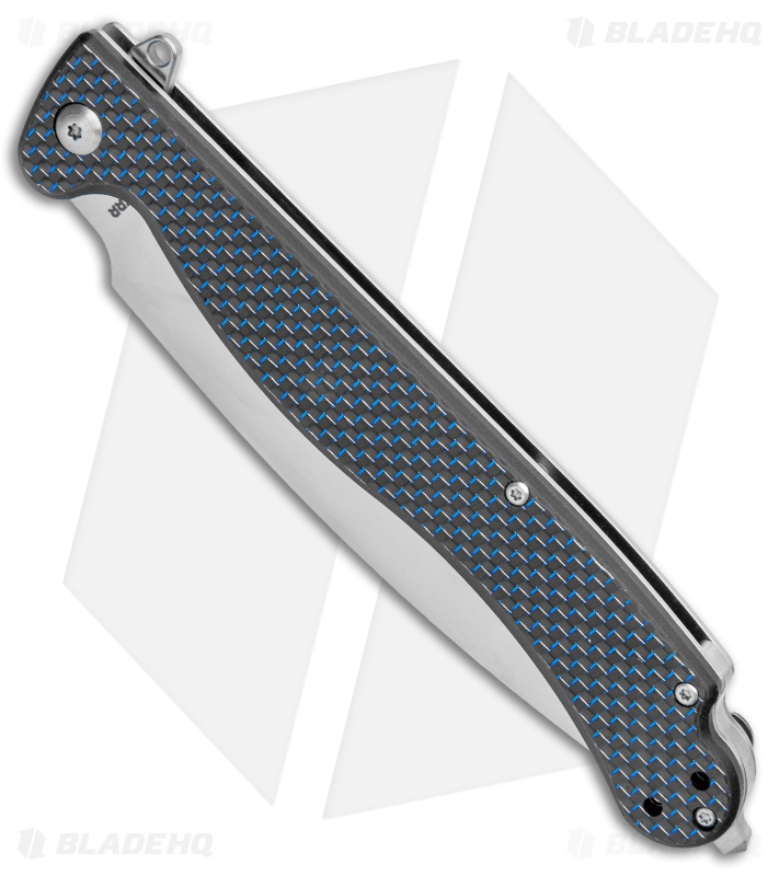 Daggerr Knives Vendetta Frame Lock Knife Carbon Fiber Blue Thread (5" Satin)