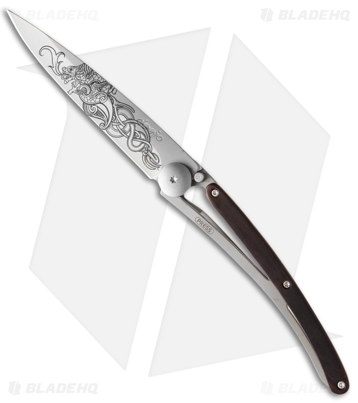 Deejo Viking Dragon Tattoo 37g Ultra-Light Knife Granadilla Wood (3.75" Matte)