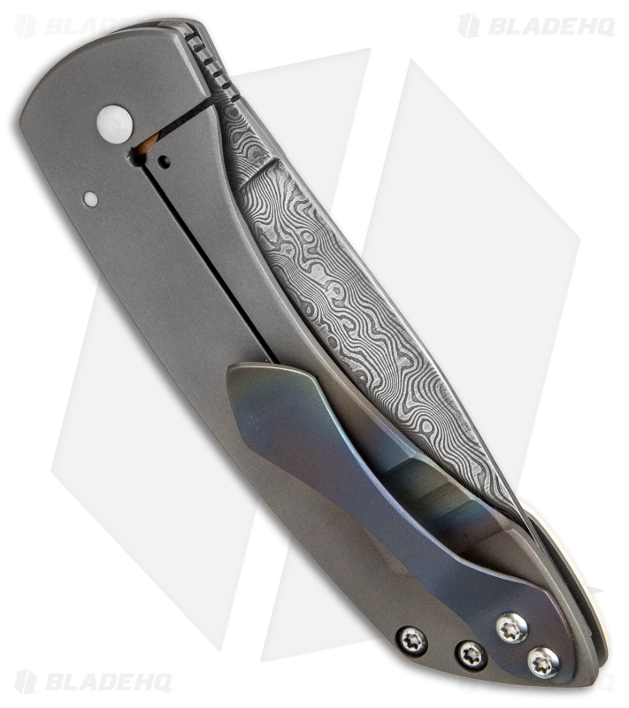 Deviant Blades Buffalo Folding Knife Mammoth Bone w/Ti Bolster (3.7" Damasteel)