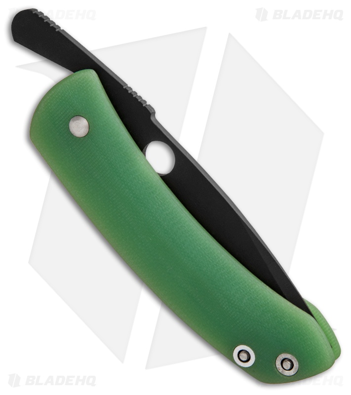 Deviant Blades Curly Friction Folder Jade G-10 Knife (3.25" Black Plain)