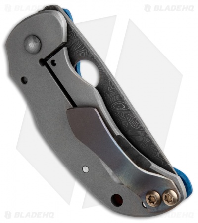Deviant Blades Tiny Frame Lock Knife Blue G-10 (2.25" Damascus)