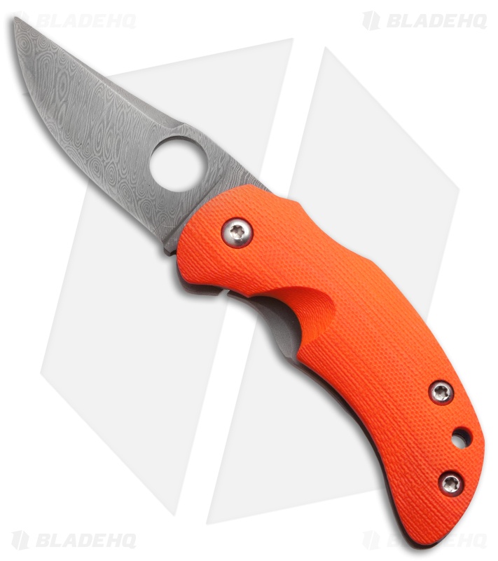 Deviant Blades Tiny Frame Lock Knife Orange G-10 (2.25" Damasteel)