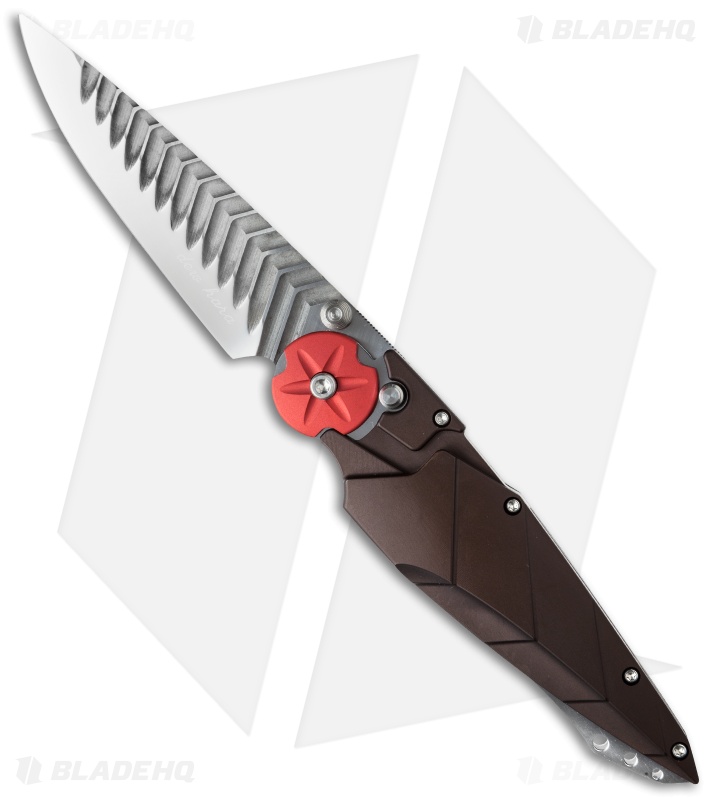 Dew Hara Custom Kabuto Folder Knife Brown/Red (3.5" Mirror) Japan