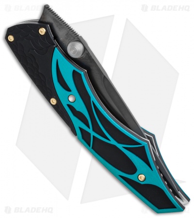 Dew Hara Custom Ni Tactical Liner Lock Knife Black/Green (3.75" Black) Japan