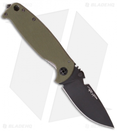 DPx HEST 2.0 Left Handed Knife Survival Blade OD Green G10/Ti (3.25" Black)