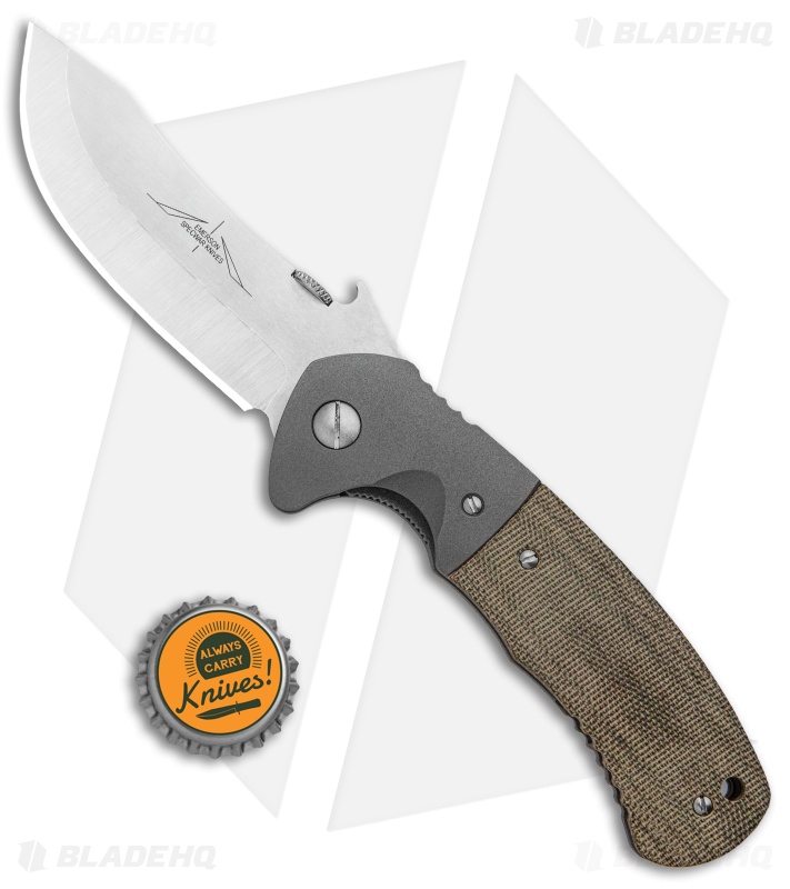 Emerson Custom Rendevous Liner Lock Knife OD Green Micarta (3.625" Satin)